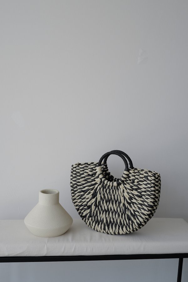 Yuvarlak Kulplu Hasır Çanta