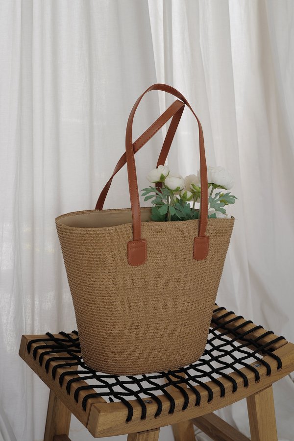 Çift Askılı Hasır Çanta