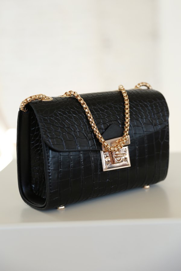 Gold Tokalı Kroko Çanta