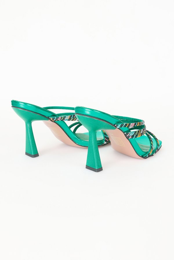 Renkli Taş Bantlı Topuklu Terlik