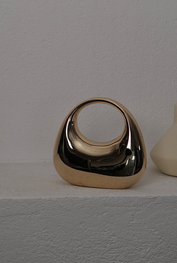 Metalik Oval Çanta