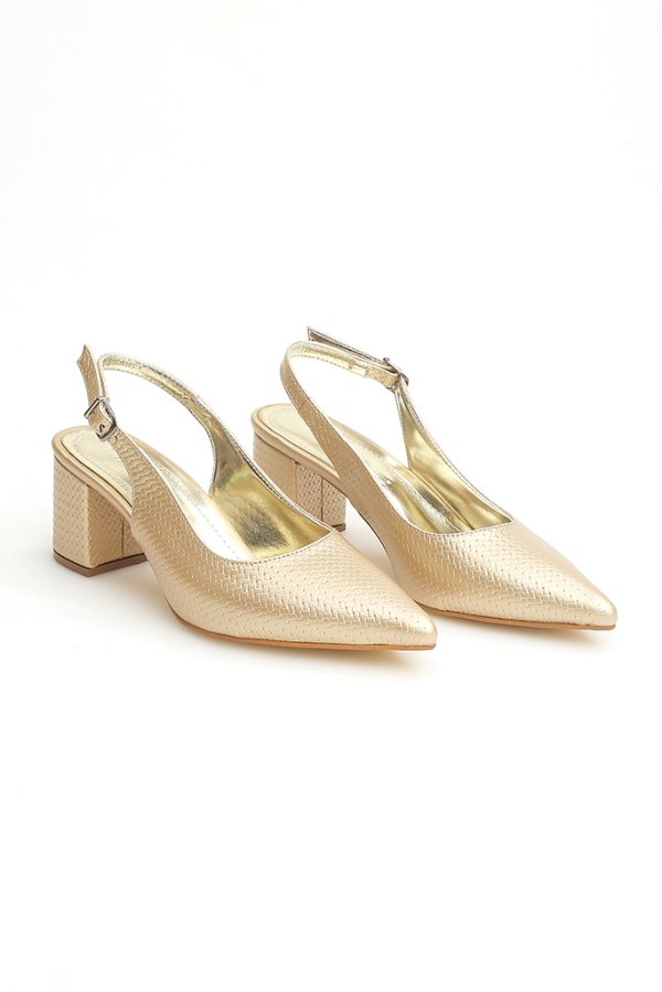 Baskı Desenlı Topuklu Ayakkabı