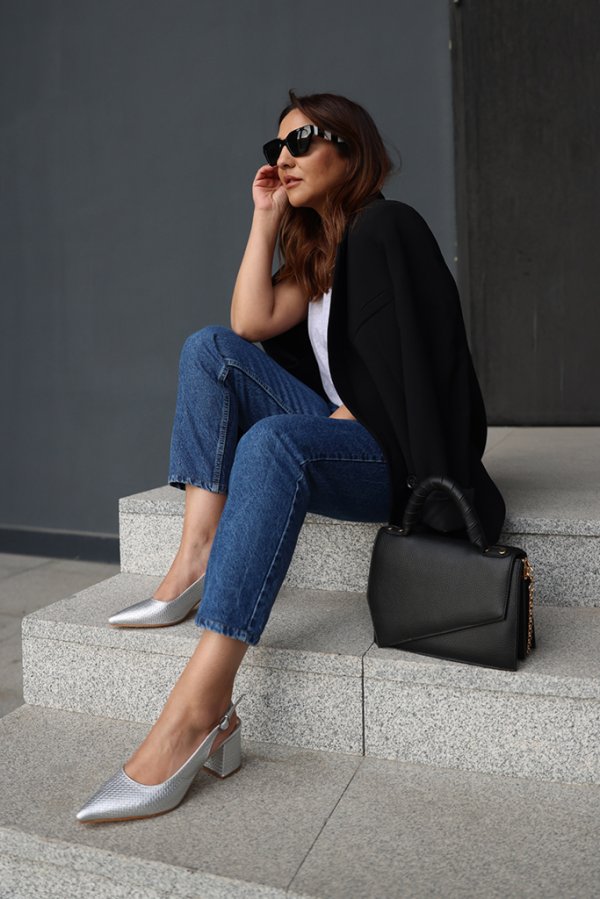 Baskı Desenlı Topuklu Ayakkabı