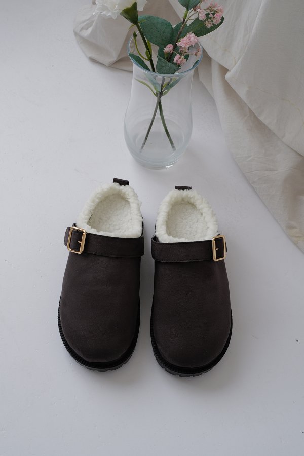 Kemerli Kürklü Süet Terlik