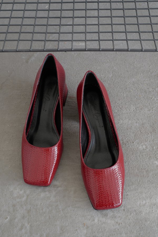 Baskılı Küt Burun Topuklu Ayakkabı