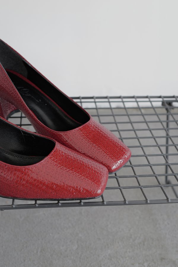 Baskılı Küt Burun Topuklu Ayakkabı