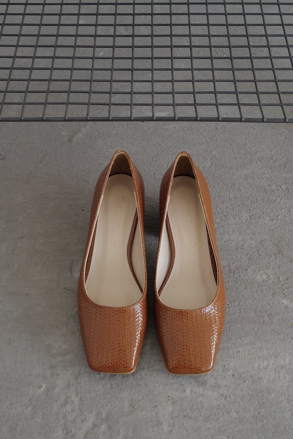 Baskılı Küt Burun Topuklu Ayakkabı