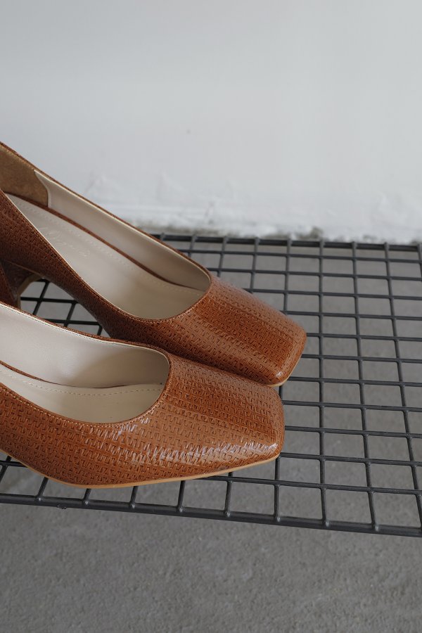 Baskılı Küt Burun Topuklu Ayakkabı