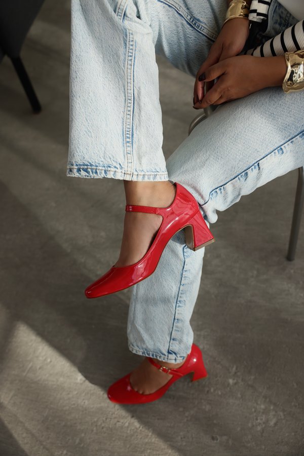 Rugan Kalın Topuklu Ayakkabı