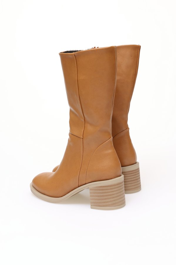 Kalın Topuklu Fermuarlı Bot