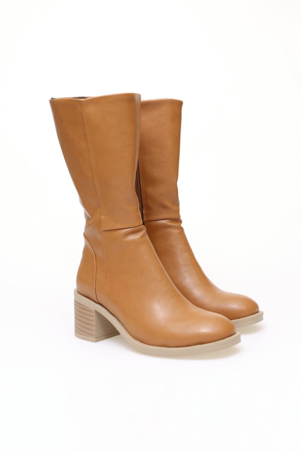 Kalın Topuklu Fermuarlı Bot