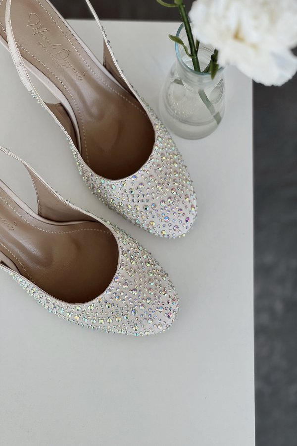 Arkası Açık Taşlı Topuklu Ayakkabı