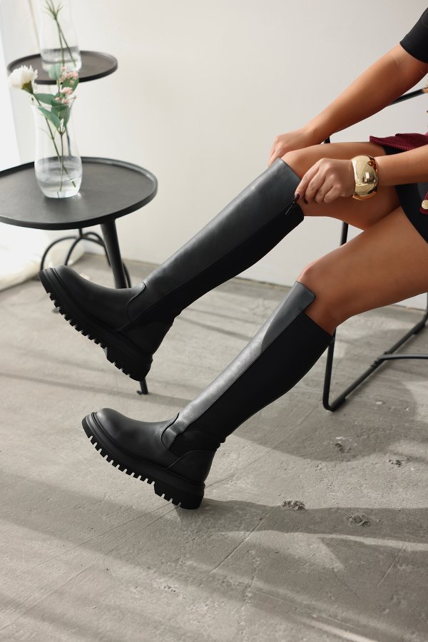 Arkası Streç Uzun Çizme