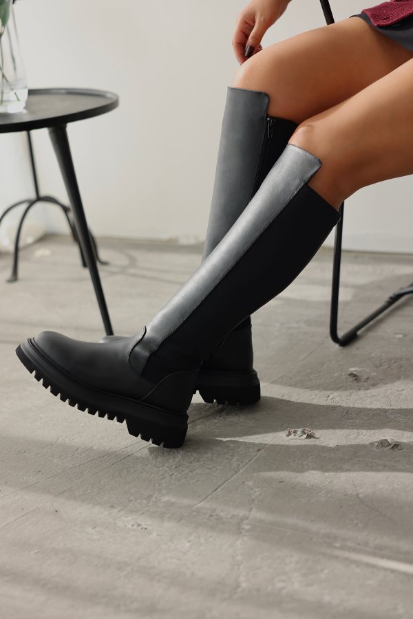 Arkası Streç Uzun Çizme