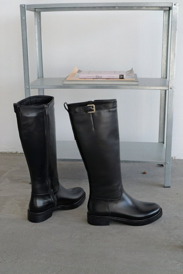 Kemerli Hakiki Deri Çizme