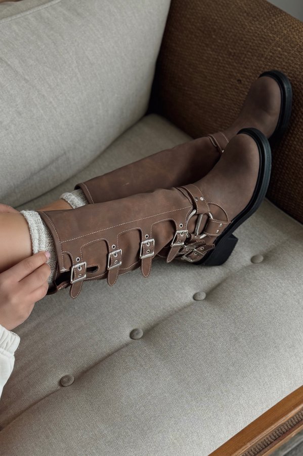 Tokalı Uzun Biker Çizme