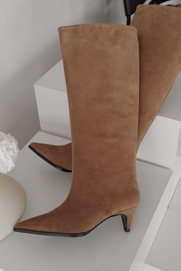 İnce Topuk Süet Çizme