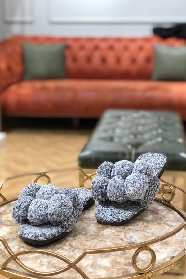 Ponponlu Merinos Ev Terliği