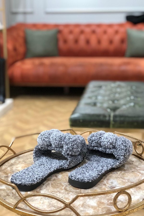 Ponponlu Merinos Ev Terliği