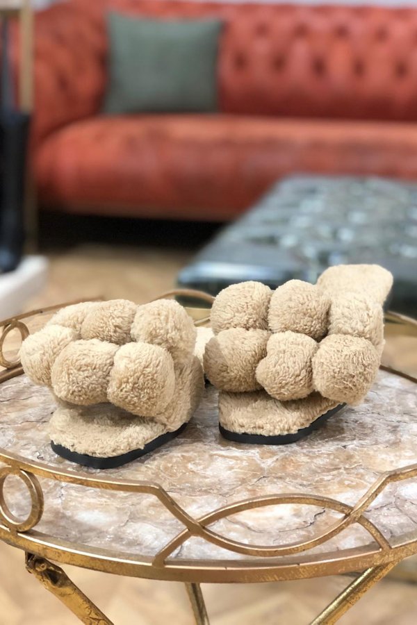 Ponponlu Merinos Ev Terliği