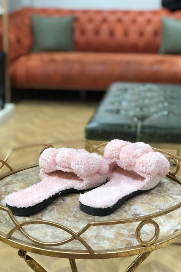 Ponponlu Merinos Ev Terliği